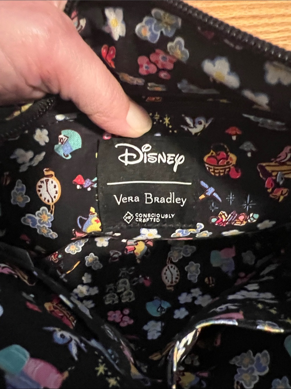 Vera Bradley Disney Black Floral Quilted Crossbody - Picture 11 of 12